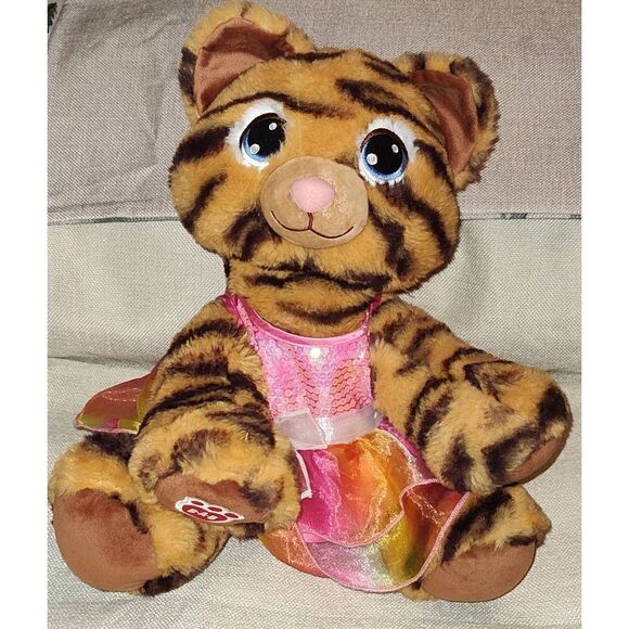 Retired Build A Bear Tiger Cub Plush Big Blue Eyed 2017 Stuffed Animal BABW Test - Picture 1 of 8
